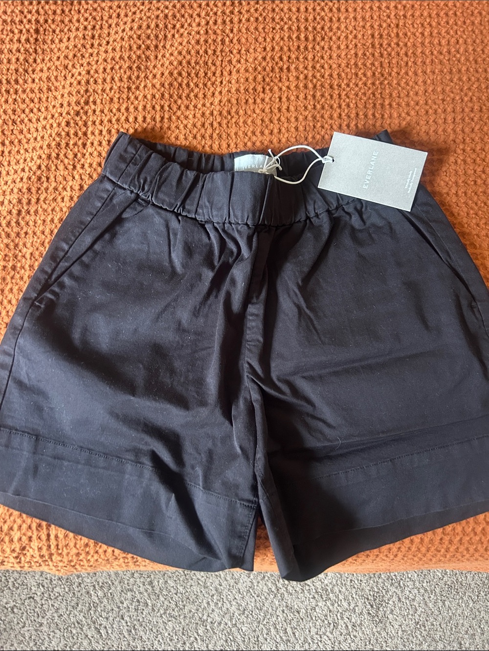 Everlane Black Elastic-Waist Cotton Shorts